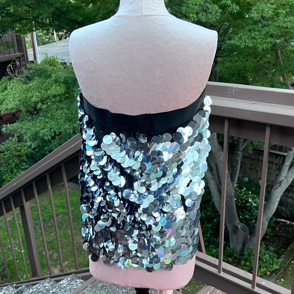 Formal-Skirt-Mini with Silver Payettes sequins sparkle, Las Vegas style, L/XL - Picture 8 of 14